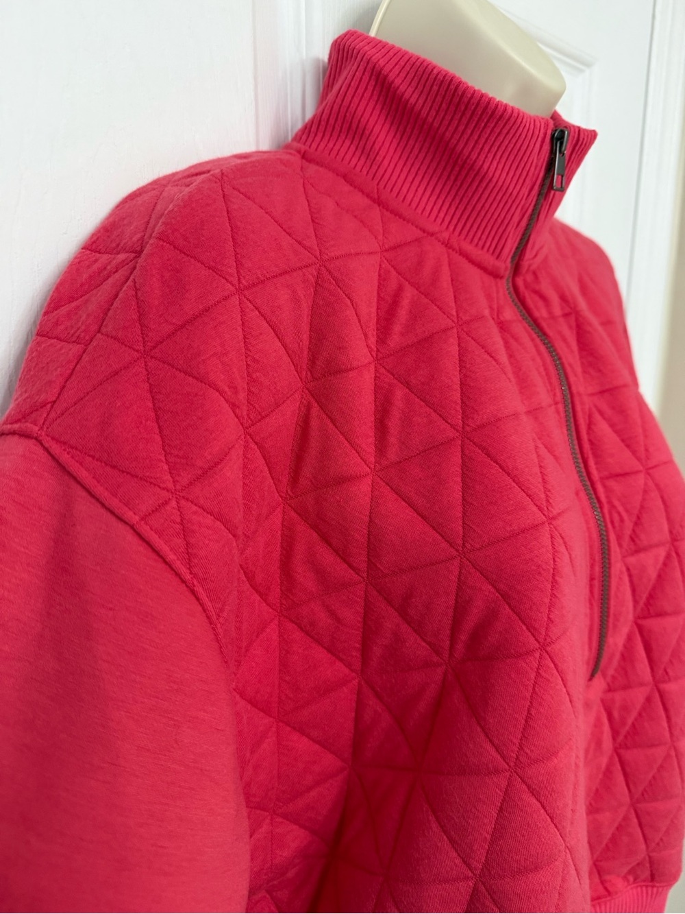 EVEREVE Pink Quilted Half Zip Pullover Sweatshirt Mock Neck Medium - Picture 6 of 13